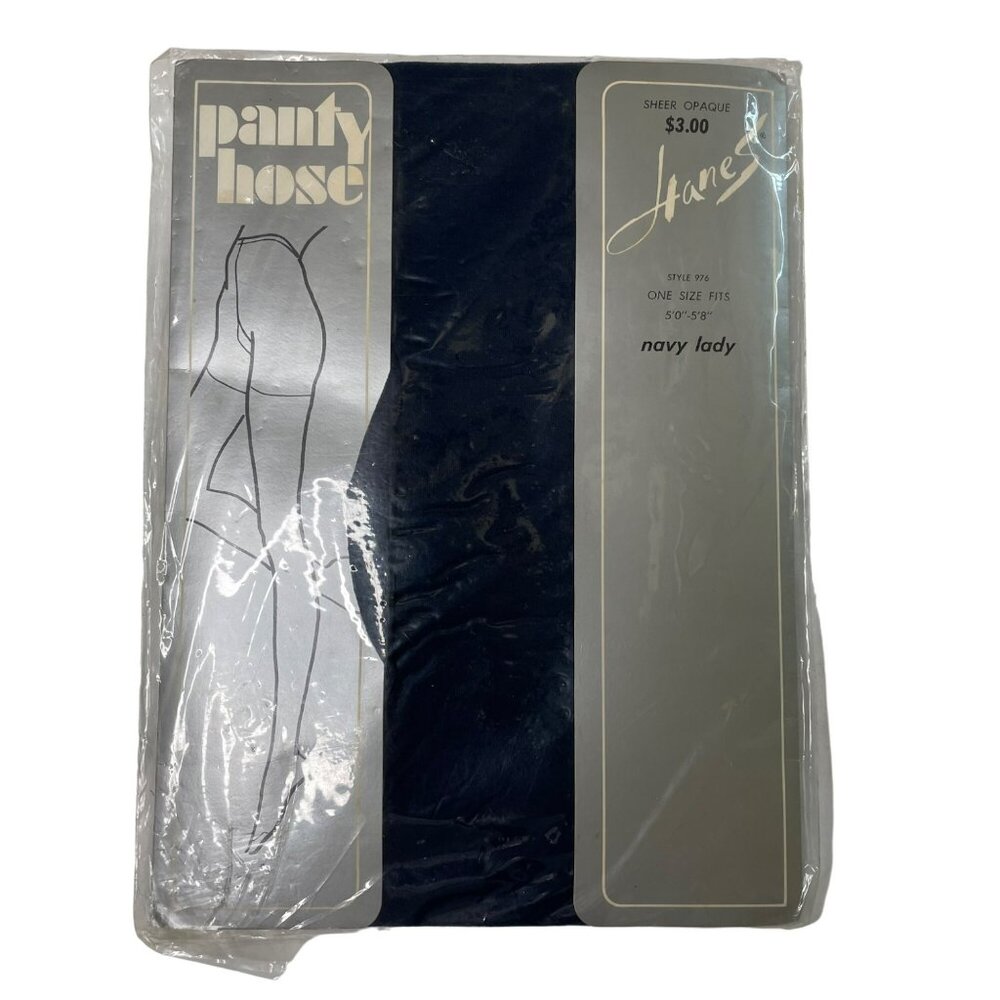 Womens Pantyhose Hanes  Sheer Opaque Reinforced One Size Fits Navy Lady B u